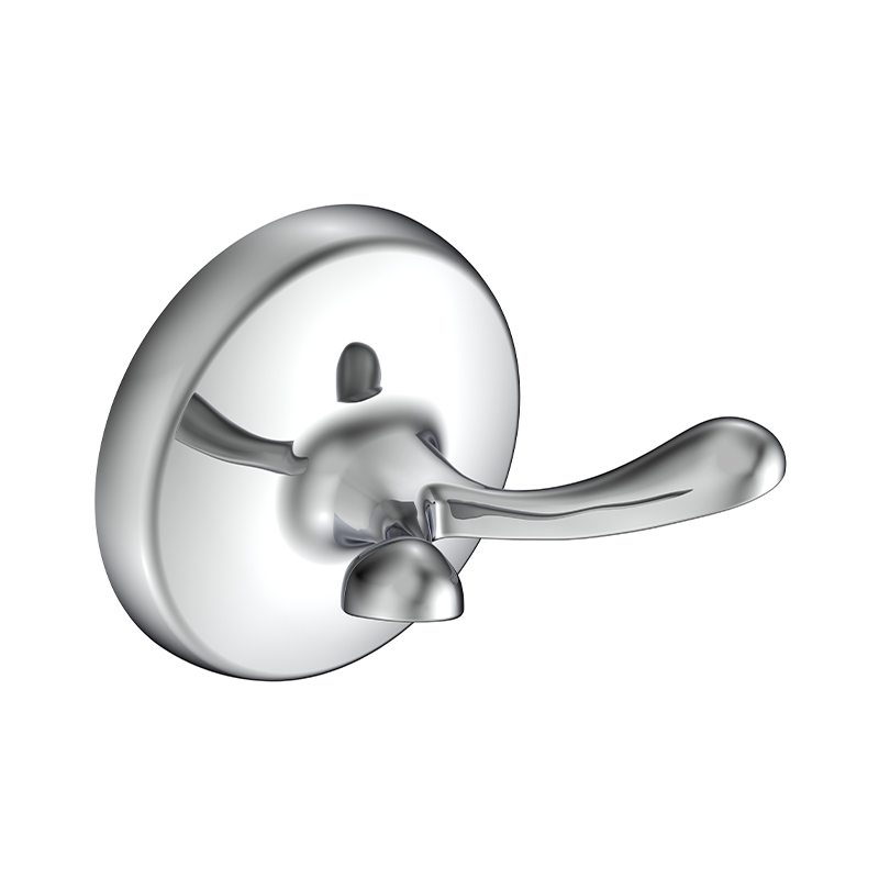 165012 Badrumszinklegering Robe Hook Chrome Wall Mounted Double Robe Hook